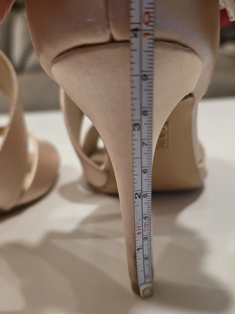Nude Satin Heeled Sandals with Crystal Brooch Accent